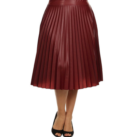 Curvy Pretty Pleated Leather Skirt