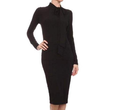 Tie Neck Sheath Dress - The Perfect Pair Boutique