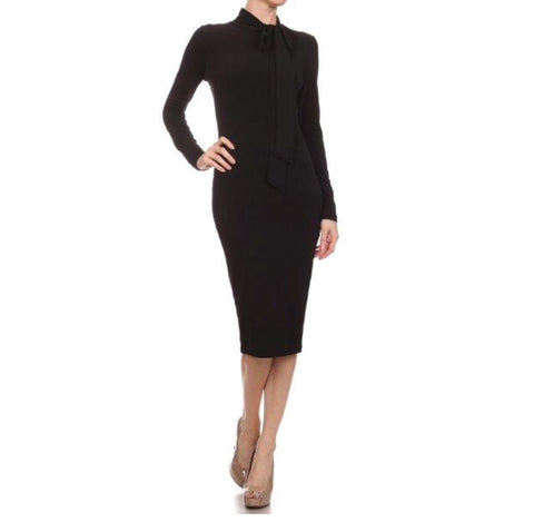 Tie Neck Sheath Dress - The Perfect Pair Boutique