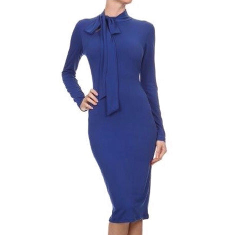 Tie Neck Sheath Dress - The Perfect Pair Boutique