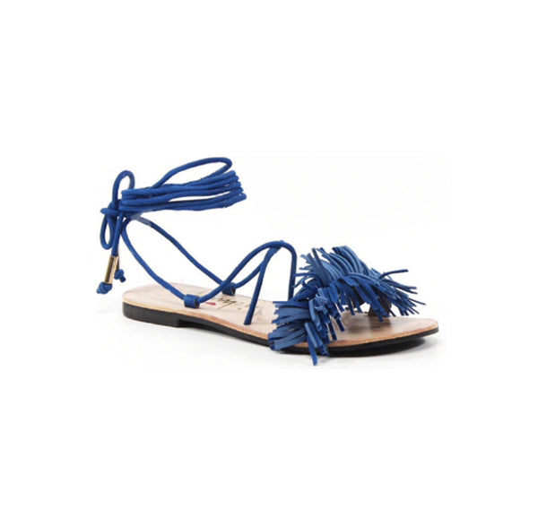 Fringe Benefits Ankle Wrap Tie Flat - The Perfect Pair Boutique