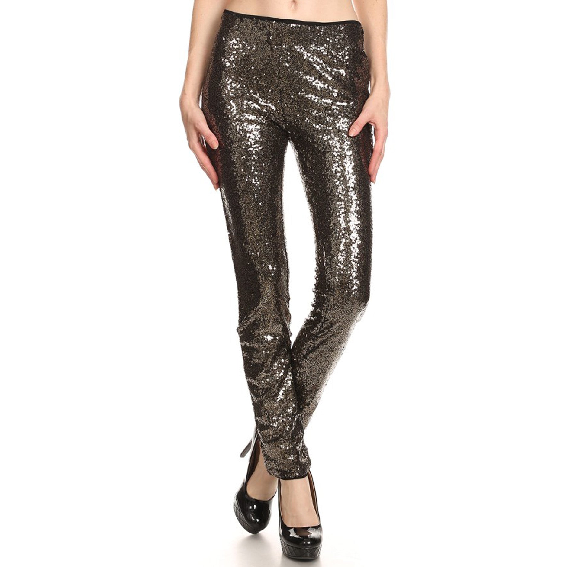 Black sequin skinny online pants