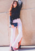 La Flair Split Front Pink Trouser