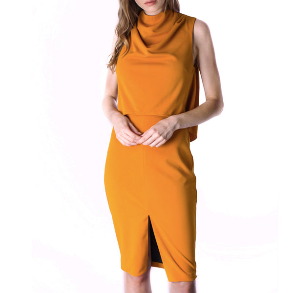 Tangerine Mock Neck Dress