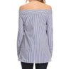 Pinstripe Off the Shoulder Top