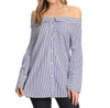 Pinstripe Off the Shoulder Top