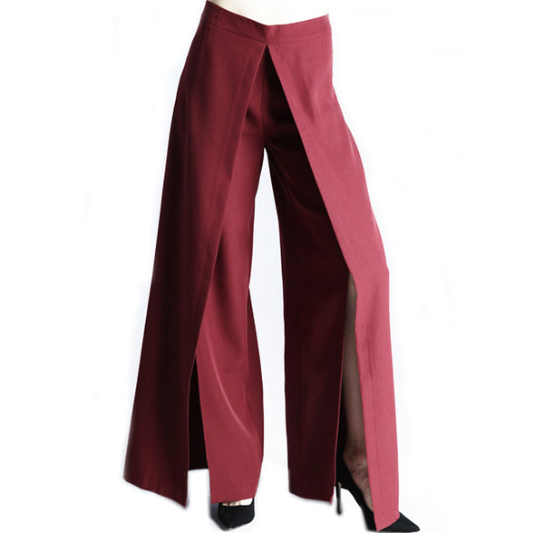 La Flair Split Front Red Trouser